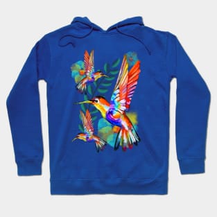 Hummingbird Watercolor Art Floral Pattern Hoodie